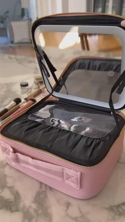 Faquenc Leather LED Mirror Makeup Box